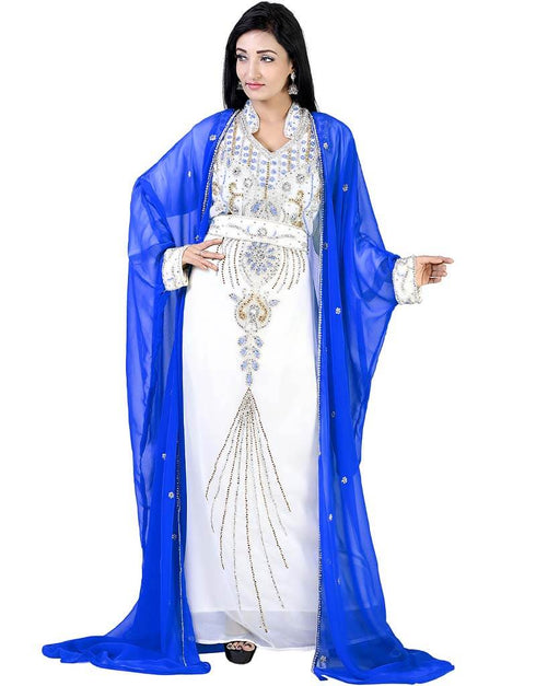 Muslimah Royal Blue Colored Embroidery worked Kaftan